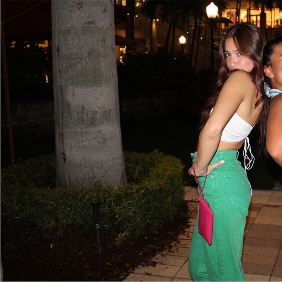 Zara Bloggers Favourite Brat Balletcore High Waisted Wide Leg Jeans Green Size 4 - Picture 8 of 16